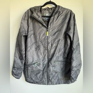 Champion Women's Dark Gray Patterned Rain Jacket Gorpcore Outdoors Basic Size XL